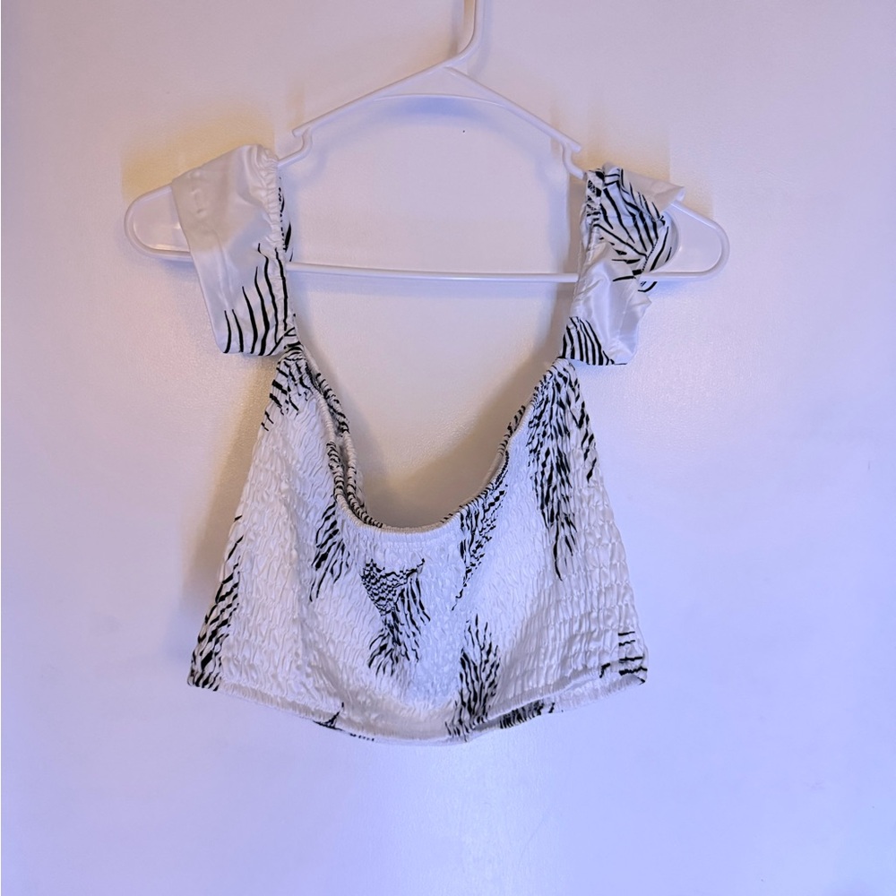 White and Black Patterned Women's Top and Skirt